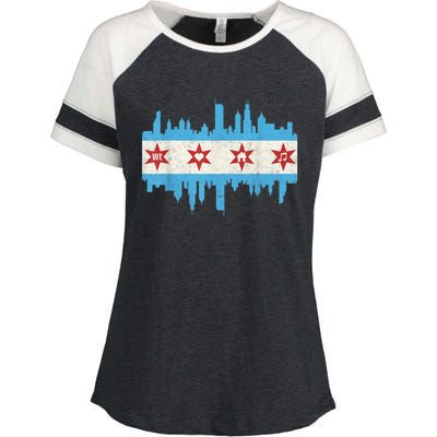 Chicago House Music Vintage Chicago Flag Enza Ladies Jersey Colorblock Tee