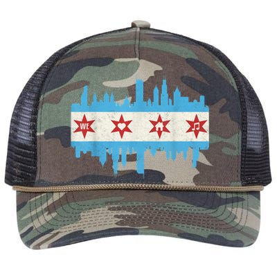 Chicago House Music Vintage Chicago Flag Retro Rope Trucker Hat Cap