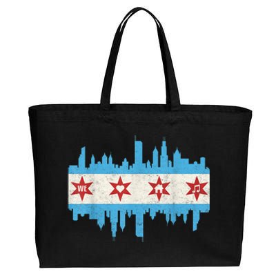 Chicago House Music Vintage Chicago Flag Cotton Canvas Jumbo Tote