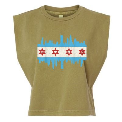 Chicago House Music Vintage Chicago Flag Garment-Dyed Women's Muscle Tee