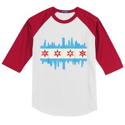 Chicago House Music Vintage Chicago Flag Kids Colorblock Raglan Jersey