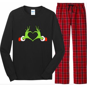 Christmas Hands Making Heart Funny Christmas Long Sleeve Pajama Set