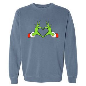 Christmas Hands Making Heart Funny Christmas Garment-Dyed Sweatshirt