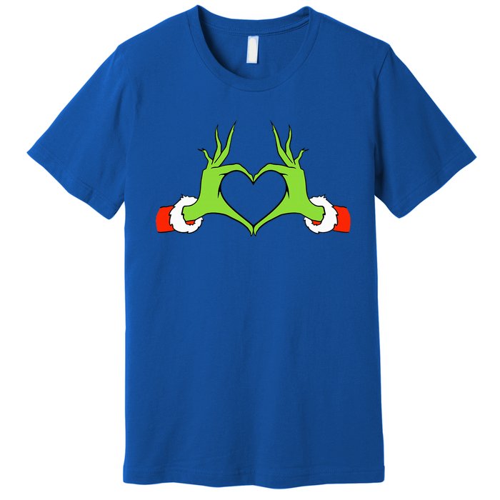 Christmas Hands Making Heart Funny Christmas Premium T-Shirt