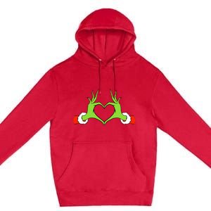 Christmas Hands Making Heart Funny Christmas Premium Pullover Hoodie