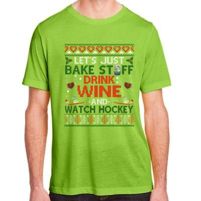 Christmas Hockey Moms Wine Baking Holiday Ugly Gift Adult ChromaSoft Performance T-Shirt