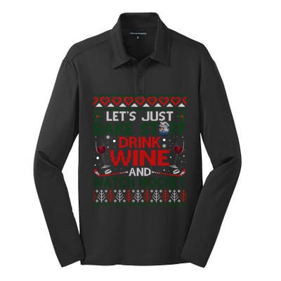 Christmas Hockey Moms Wine Baking Holiday Ugly Gift Silk Touch Performance Long Sleeve Polo