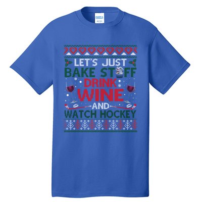 Christmas Hockey Moms Wine Baking Holiday Ugly Gift Tall T-Shirt