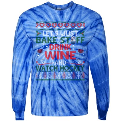 Christmas Hockey Moms Wine Baking Holiday Ugly Gift Tie-Dye Long Sleeve Shirt