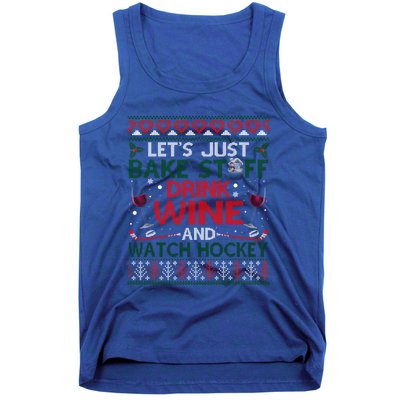 Christmas Hockey Moms Wine Baking Holiday Ugly Gift Tank Top