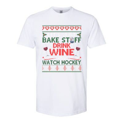 Christmas Hockey Moms Wine Baking Holiday Ugly Gift Softstyle CVC T-Shirt