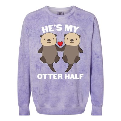 Cute He's My Otter Half Matching Couples Shirts Colorblast Crewneck Sweatshirt