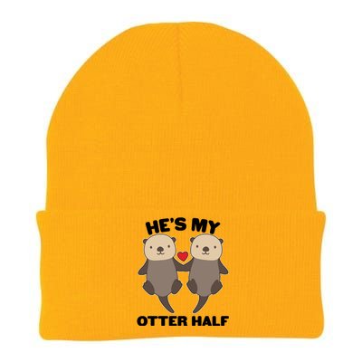 Cute He's My Otter Half Matching Couples Shirts Knit Cap Winter Beanie