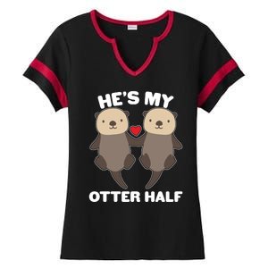 Cute He's My Otter Half Matching Couples Shirts Ladies Halftime Notch Neck Tee