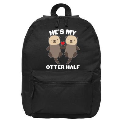 Cute He's My Otter Half Matching Couples Shirts 16 in Basic Backpack