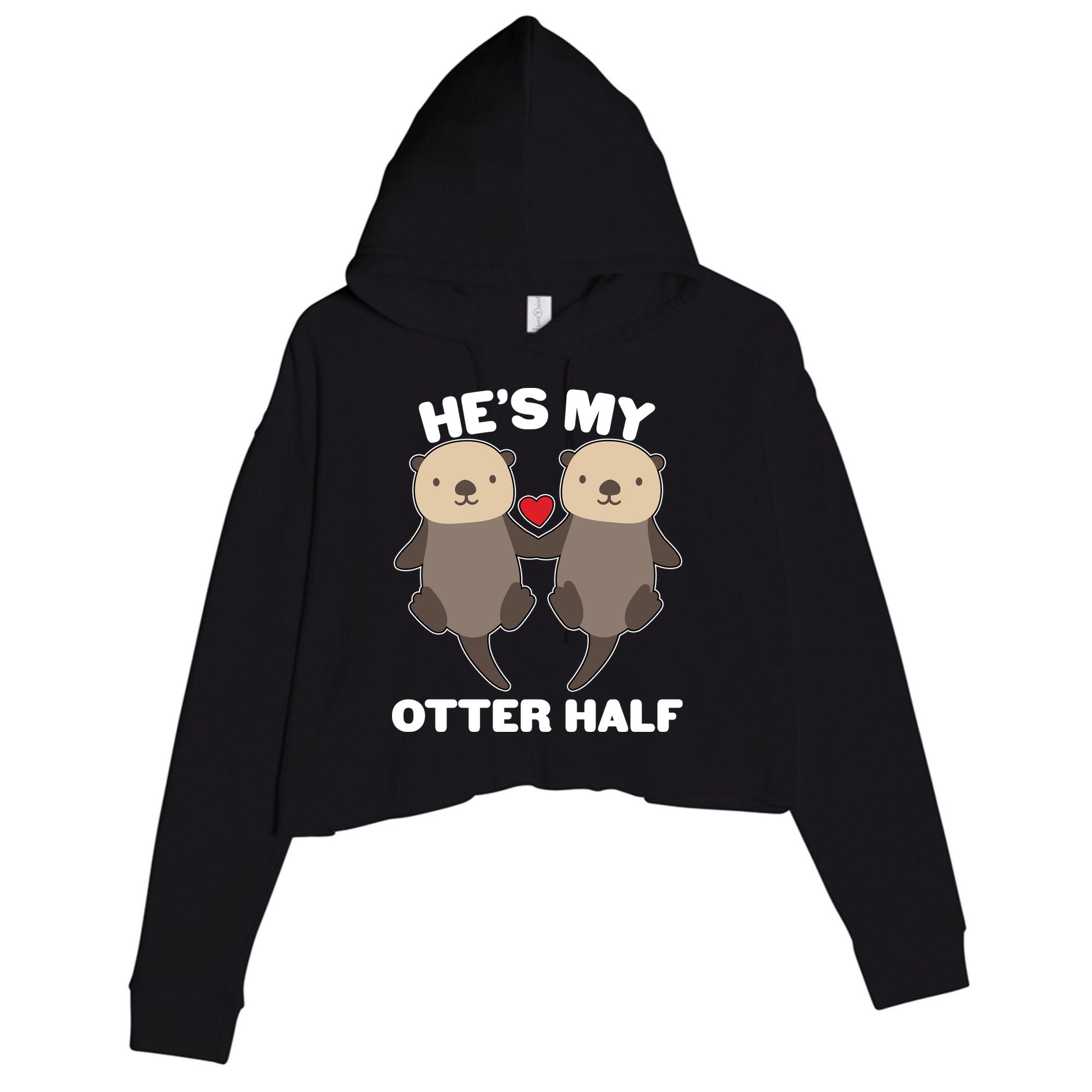 Cute He's My Otter Half Matching Couples Shirts Crop Fleece Hoodie
