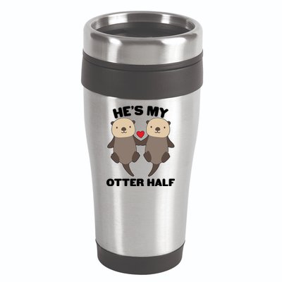Cute He's My Otter Half Matching Couples Shirts 16oz Travel Tumbler