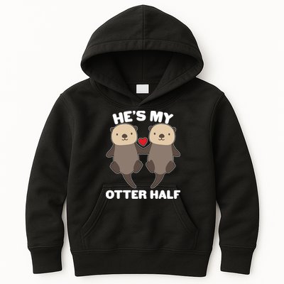 Cute He's My Otter Half Matching Couples Shirts Kids Hoodie