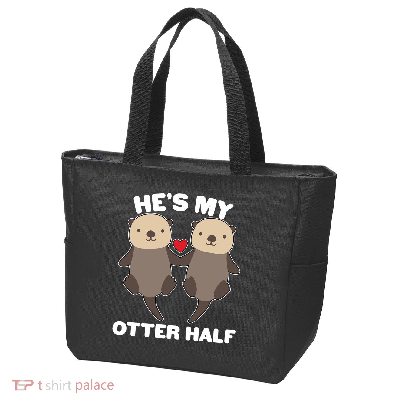 Cute He's My Otter Half Matching Couples Shirts Zip Tote Bag