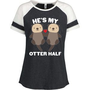 Cute He's My Otter Half Matching Couples Shirts Enza Ladies Jersey Colorblock Tee