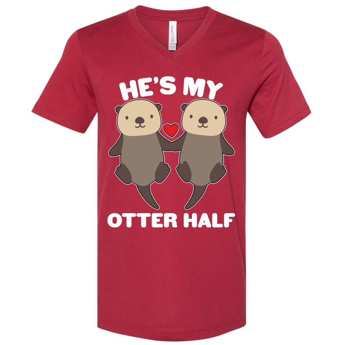 Cute He's My Otter Half Matching Couples Shirts V-Neck T-Shirt