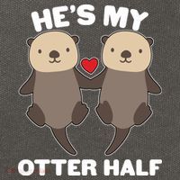 Cute He's My Otter Half Matching Couples Shirts Cotton Canvas Backpack