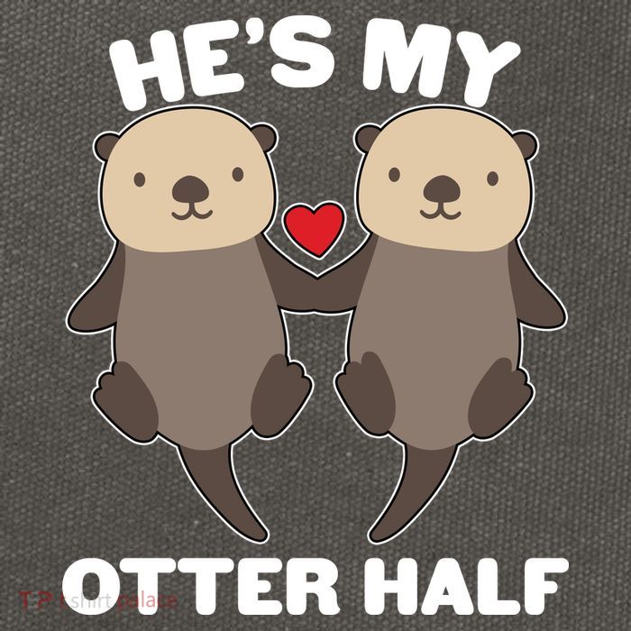 Cute He's My Otter Half Matching Couples Shirts Cotton Canvas Backpack
