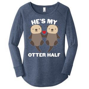 Cute He's My Otter Half Matching Couples Shirts Women's Perfect Tri Tunic Long Sleeve Shirt