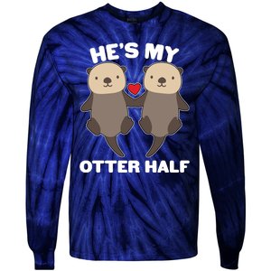 Cute He's My Otter Half Matching Couples Shirts Tie-Dye Long Sleeve Shirt