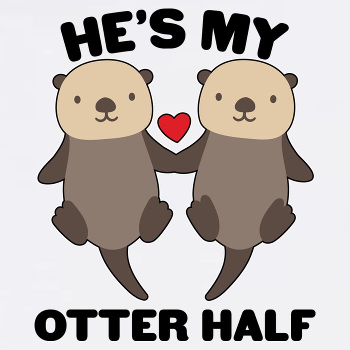 Cute He's My Otter Half Matching Couples Shirts Garment-Dyed Sweatshirt