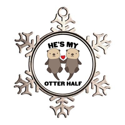 Cute He's My Otter Half Matching Couples Shirts Metallic Star Ornament