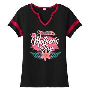 Cute Happy Mother's Day Ladies Halftime Notch Neck Tee