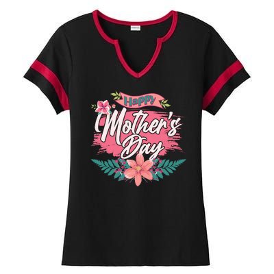 Cute Happy Mother's Day Ladies Halftime Notch Neck Tee