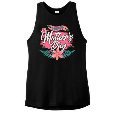 Cute Happy Mother's Day Ladies PosiCharge Tri-Blend Wicking Tank