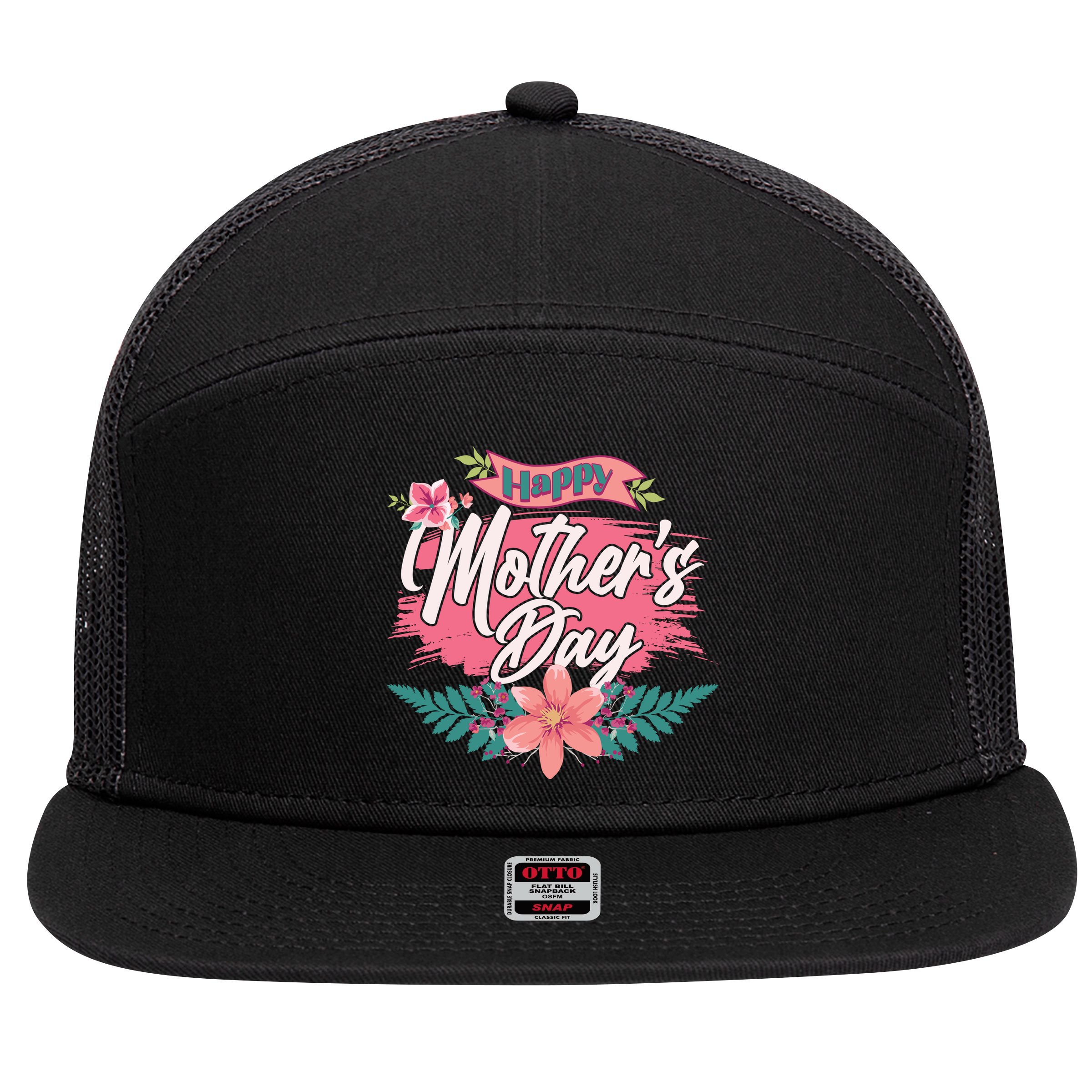 Cute Happy Mother's Day 7 Panel Mesh Trucker Snapback Hat
