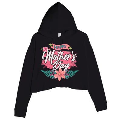 Cute Happy Mother's Day Crop Fleece Hoodie