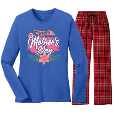 Cute Happy Mother's Day Women's Long Sleeve Flannel Pajama Set 