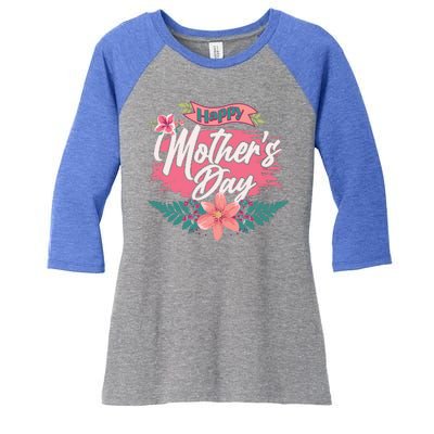 Cute Happy Mother's Day Women's Tri-Blend 3/4-Sleeve Raglan Shirt