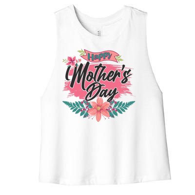 Cute Happy Mother's Day Women's Racerback Cropped Tank