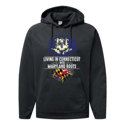 Connecticut Home Maryland Roots State Tree Flag Gift Performance Fleece Hoodie