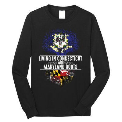 Connecticut Home Maryland Roots State Tree Flag Gift Long Sleeve Shirt