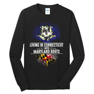 Connecticut Home Maryland Roots State Tree Flag Gift Tall Long Sleeve T-Shirt