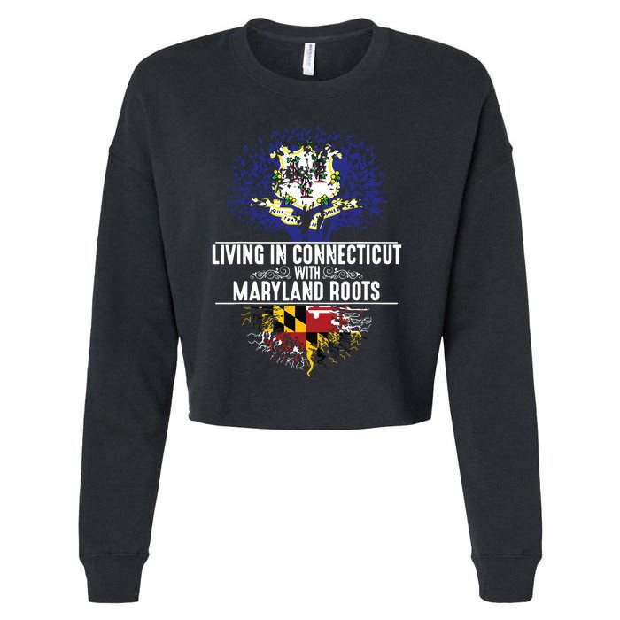 Connecticut Home Maryland Roots State Tree Flag Gift Cropped Pullover Crew