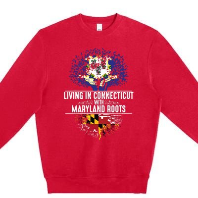 Connecticut Home Maryland Roots State Tree Flag Gift Premium Crewneck Sweatshirt