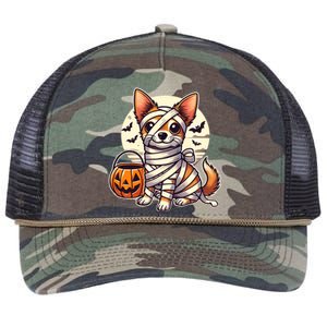 Chihuahua Halloween Mummy Cute Chihuahua Funny Gift Retro Rope Trucker Hat Cap