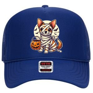 Chihuahua Halloween Mummy Cute Chihuahua Funny Gift High Crown Mesh Back Trucker Hat