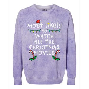 Cozy Holiday Movie Time Festive Family Matching Colorblast Crewneck Sweatshirt