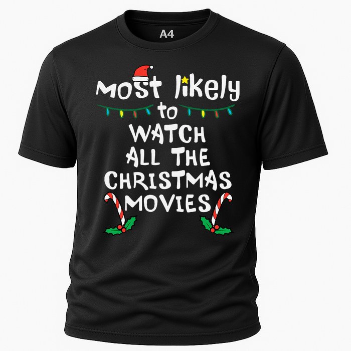 Cozy Holiday Movie Time Festive Family Matching Cooling Performance Crew T-Shirt