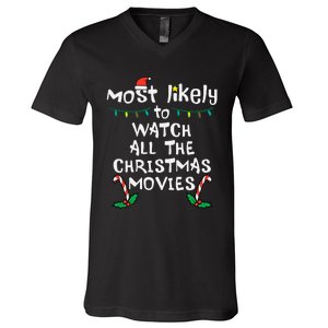 Cozy Holiday Movie Time Festive Family Matching V-Neck T-Shirt