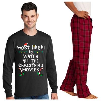 Cozy Holiday Movie Time Festive Family Matching Long Sleeve Pajama Set